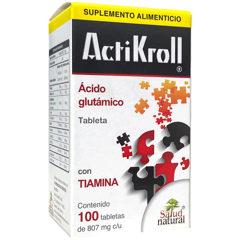 VITAMINA B1 B12 TIAMINA ZINC ACIDO GLUTAMICO ACTIKROLL TAB 100
