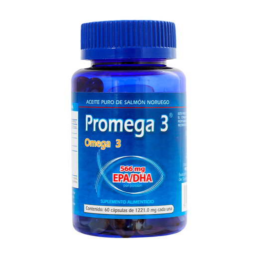PROMEGA 3 566 EPA DHA MG CAPS 60 Aceite de Salmon Puro