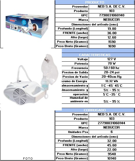NEBULIZADOR NEBUCOR COMPR COMPACTO P 103
