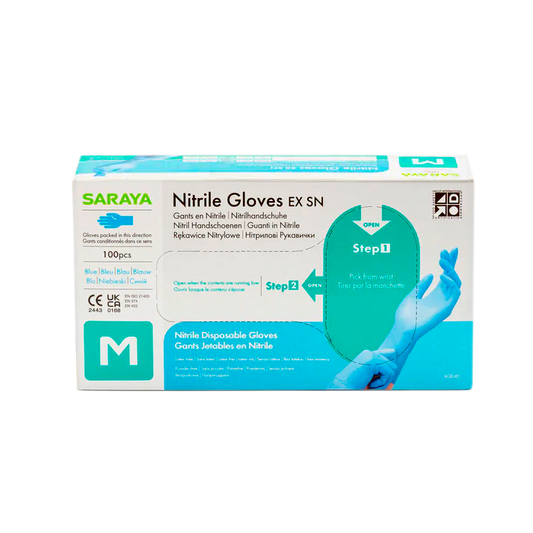 GUANTES DE NITRILO AZUL SARAYA C 100PZS MEDIANO
