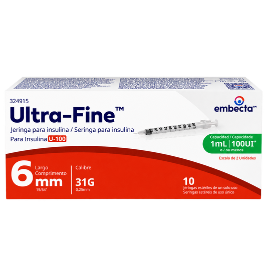 JERINGA EMBECTA  ULT F 6MM 1ML 100UI 31G C 10