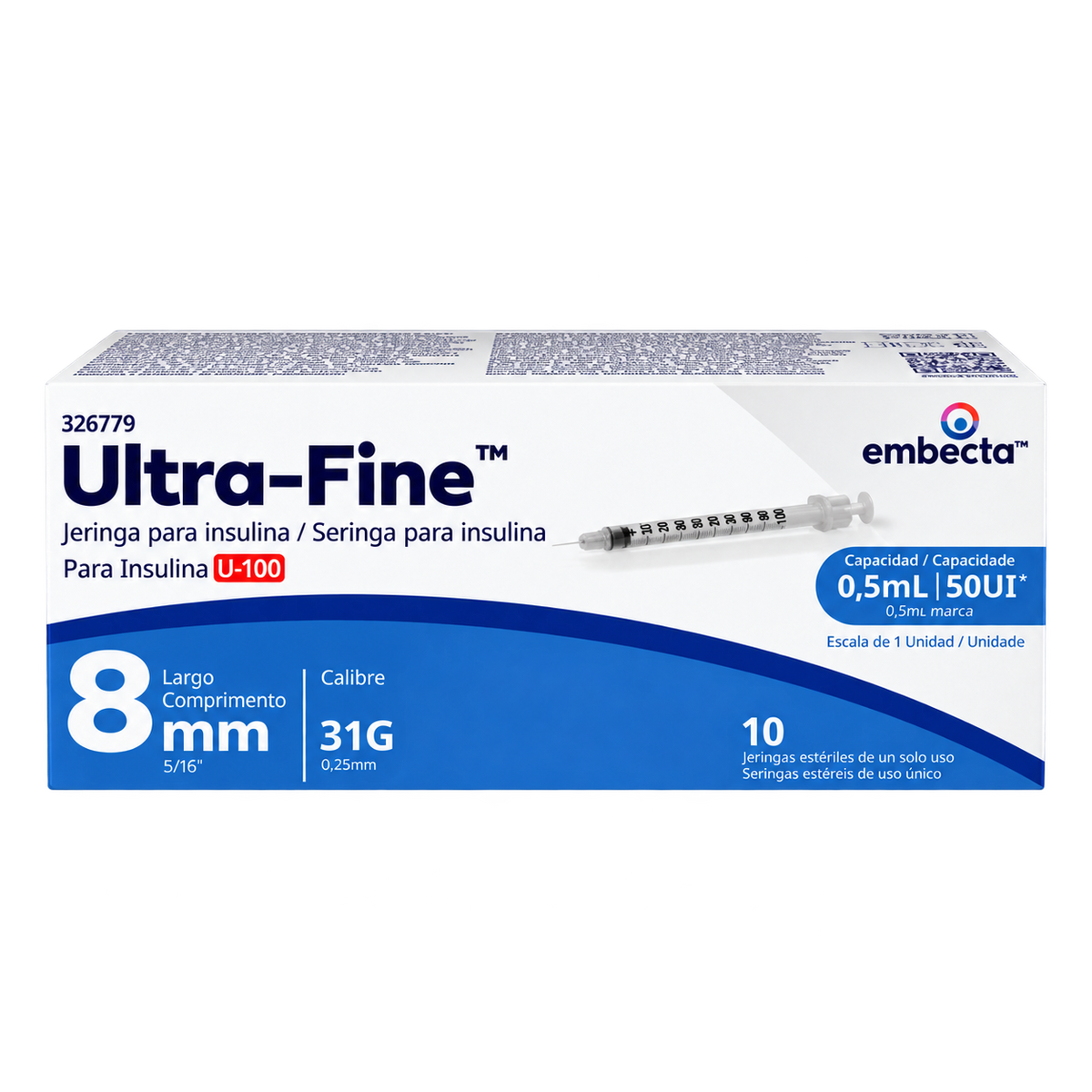 JERINGA EMBECTA DES UFINE INSUL 5ML 31GX8MMC 10