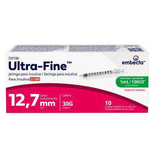 JERINGA EMBECTA ULT F 12 7MM 1ML 100UI 30G C 10