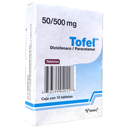 DICLOFENACO PARACETAMOL TOFEL 50 500MG T 10