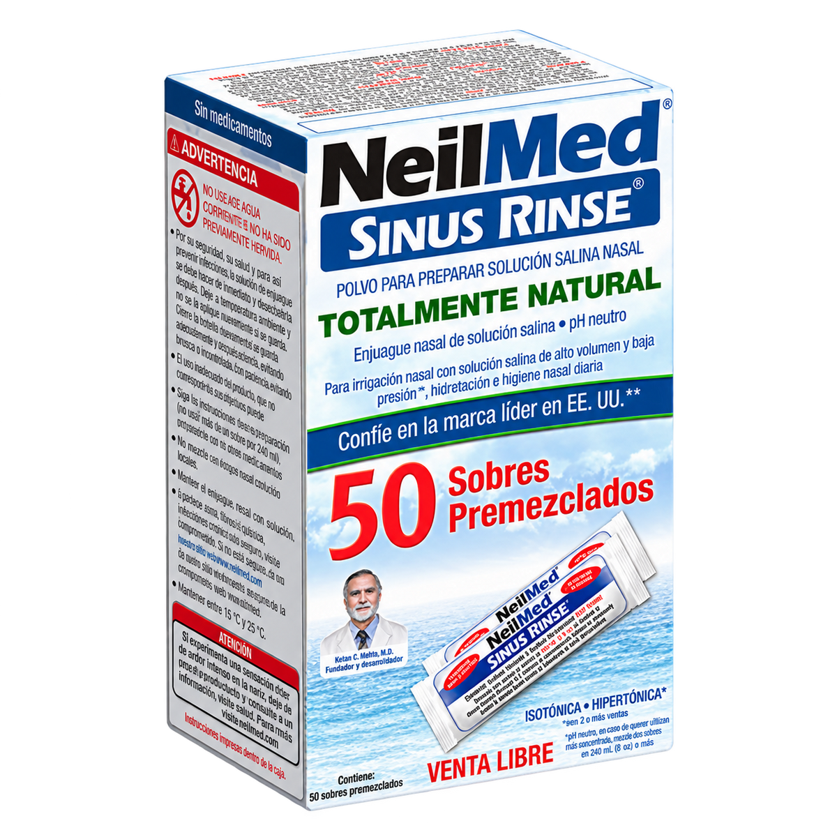 SINUS RINSE 50 SOBRES PREM NEILMED — fondo transparente, formato 1:1