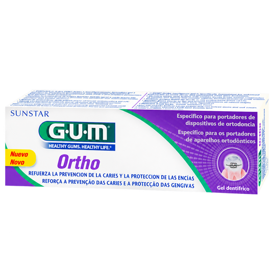 GEL DENT GUM ORTHO HIERBABUE 75ML — fondo transparente, formato 1:1