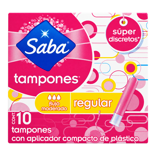 TAMPONES SABA COMPAC REGULAR 10 PZ — fondo transparente, formato 1:1