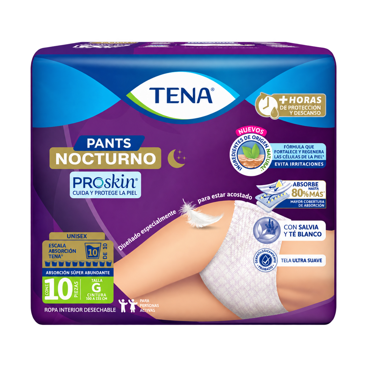 CALZ TENA PANTS NOCTURNO G C 10 — fondo transparente, formato 1:1