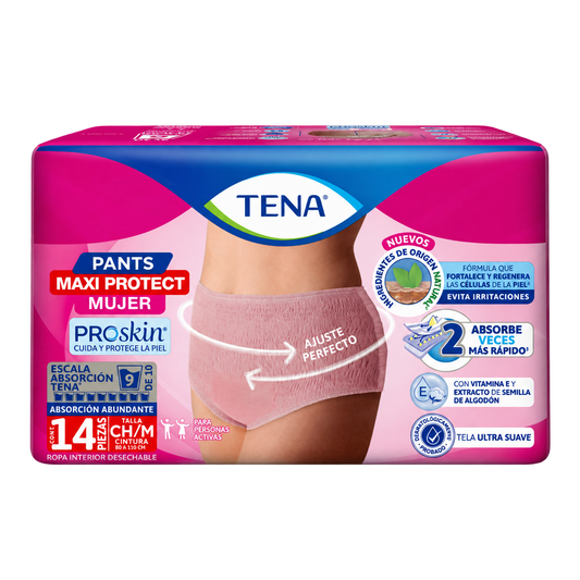 CALZ TENA PANTS MAXIPROTEC MUJER CH M14 — fondo transparente, formato 1:1