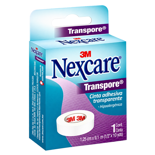TRANSPORE NEXCARE 3M 1 25CMX9 10MT PZA — fondo transparente