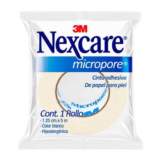 CINTA MICROPORE HOME BCO 1 25X5 MT NEXCARE — fondo transparente
