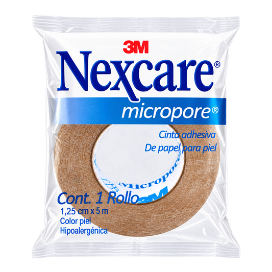 CINTA MICROPORE HOME PIEL 1 25X5 MT PZA NEXCARE — fondo transparente