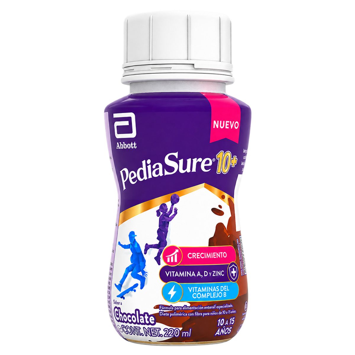 PEDIASURE 10 MAS CHOCOLATE 220ML — fondo transparente, formato 1:1