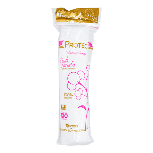 PROTEC PADS FACIALES 100 — fondo transparente, formato 1:1