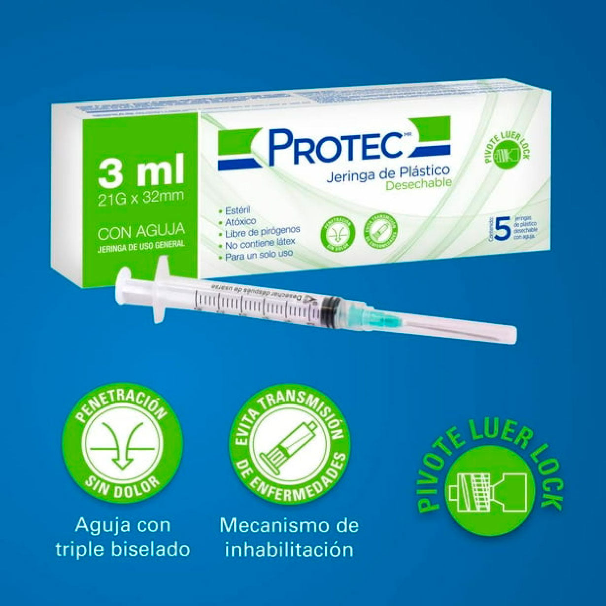 JERINGA PROTEC 3ML 22X32MM NEGRA