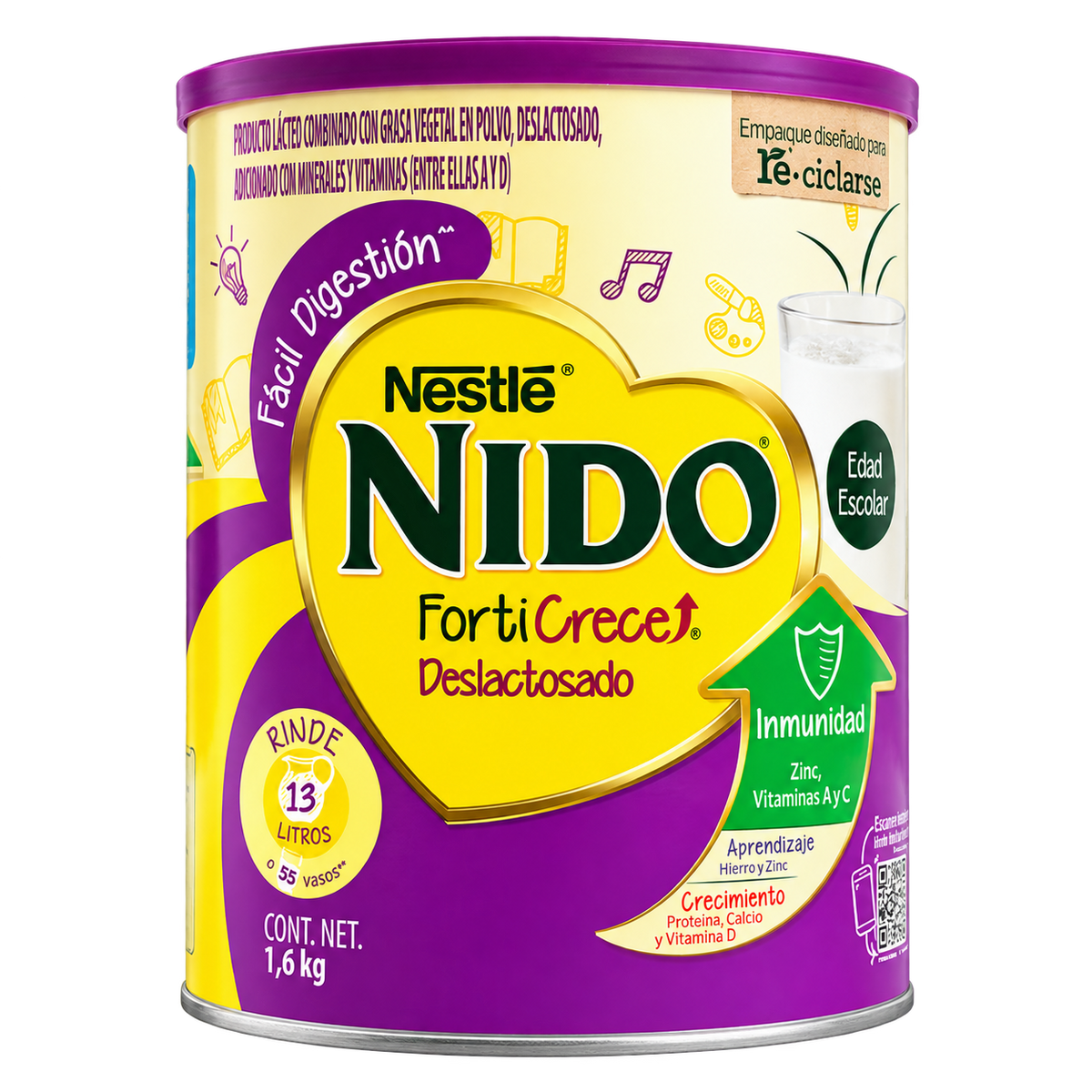 NIDO FORTICRECE DESLACT 1 6 KG — fondo transparente, formato 1:1