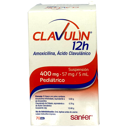 CLAVULIN 12H 400 57 MG PED 70 ML SUSP