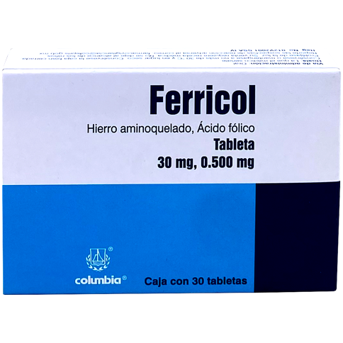 FERRICOL 30MG 500MCG TAB 30