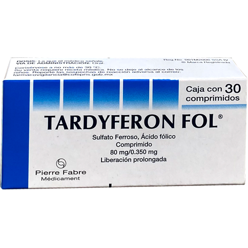 TARDYFERON FOL 256 3 0 35MG GRAG 30