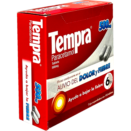 TEMPRA 500 MG CAPLETS 100 B PACK – Farmacias Popular El Molinito