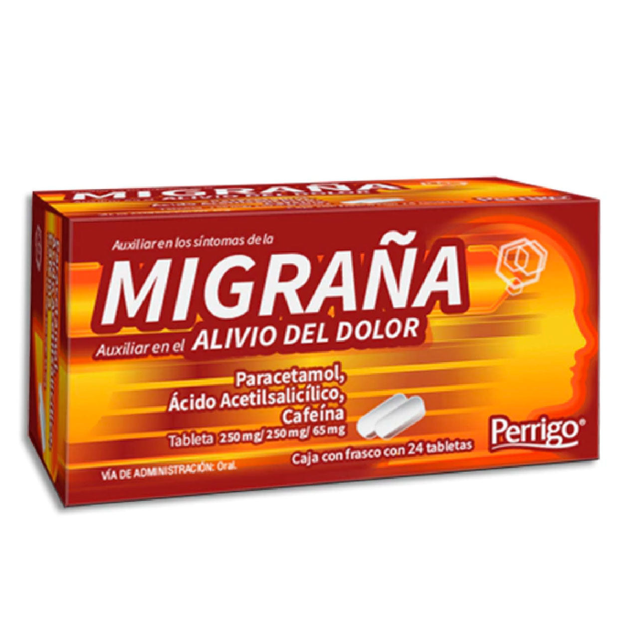 PARACETAMOL ACIDO ACETILSALICILICO CAFEINA MIGRAÑA 250 250 65 MG TAB 24