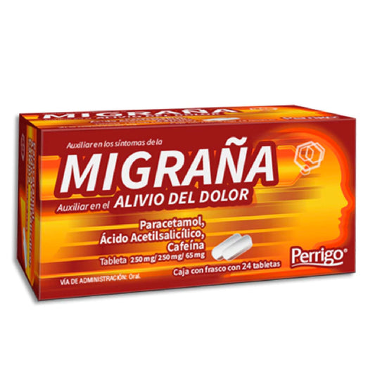 PARACETAMOL ACIDO ACETILSALICILICO CAFEINA MIGRAÑA 250 250 65 MG TAB 24