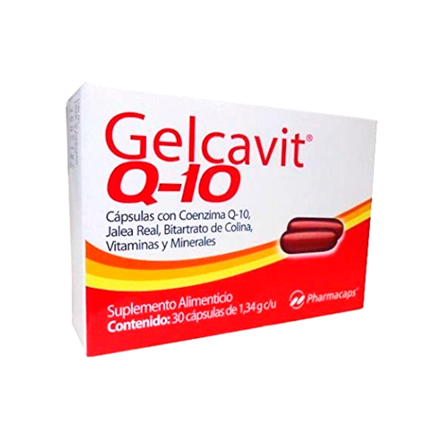 GELCAVIT Q 10 Ac Folico Calcio Cobre Hierro Magnesio Vit B1 2 5 6 12 C D2 E