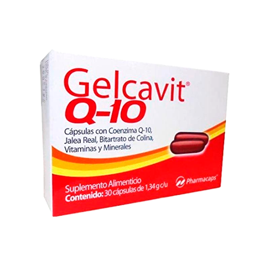 GELCAVIT Q 10 Ac Folico Calcio Cobre Hierro Magnesio Vit B1 2 5 6 12 C D2 E