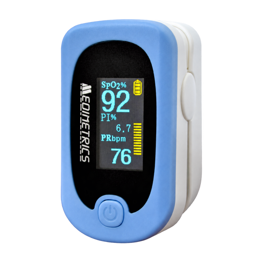 OXIMETRO DIG MEDIMETRICS OLED AZUL BCO FS20A — fondo transparente, formato 1:1