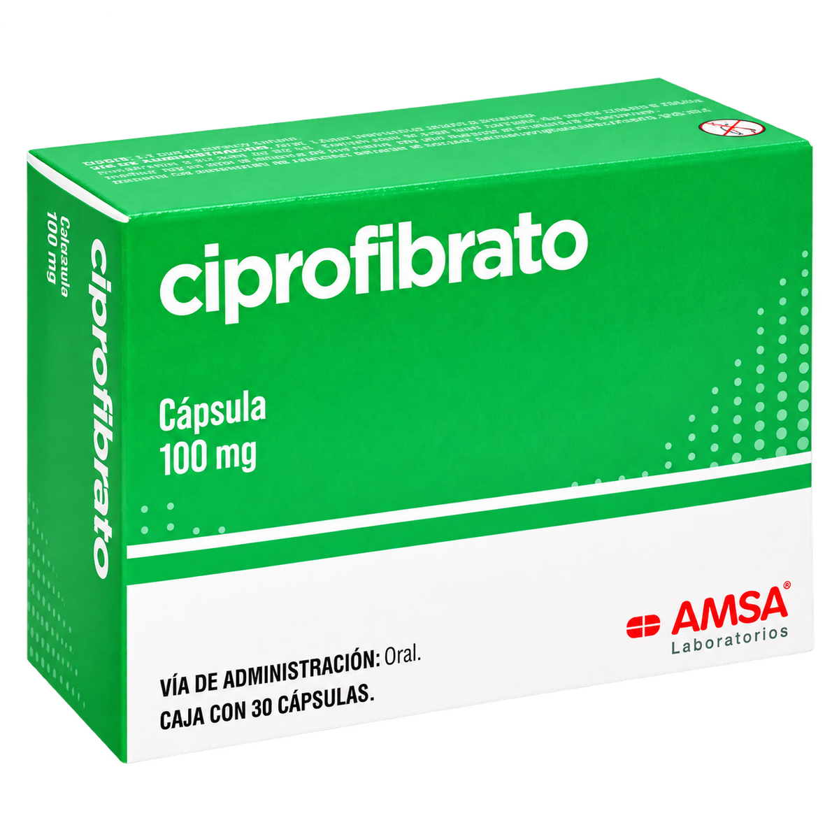 CIPROFIBRATO 100MG C 30 CAPS AMSA — fondo transparente, formato 1:1