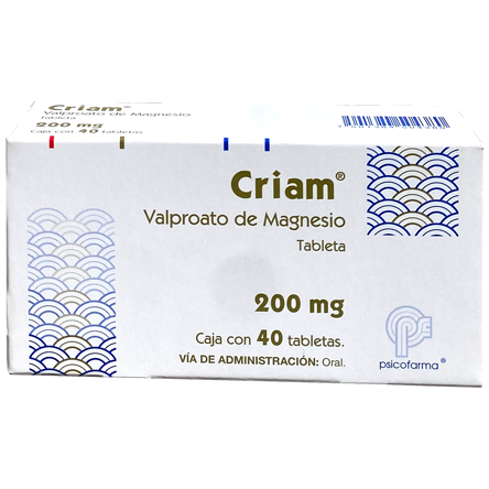 CRIAM 200 MG TAB 40 Valproato de Magnesio