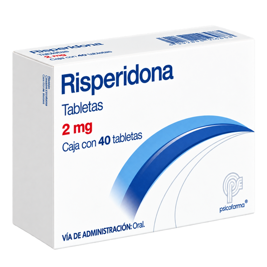 RISPERIDONA 2MG PSICOFARMA C 40 — fondo transparente, formato 1:1