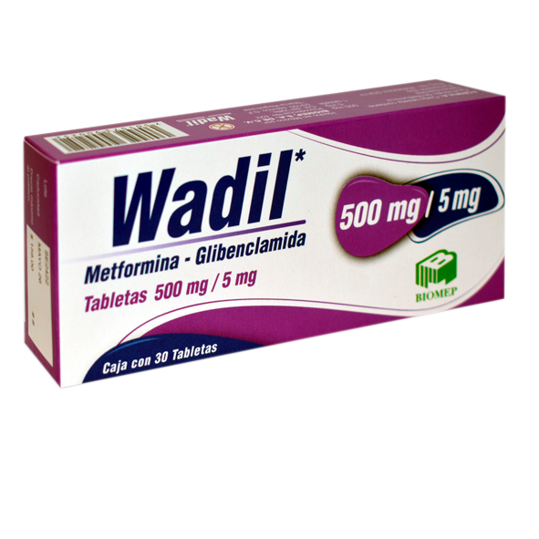 WADIL 500MG 5MG C 30 TAB Metformina Glibenclamida