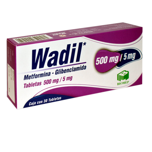WADIL 500MG 5MG C 30 TAB Metformina Glibenclamida