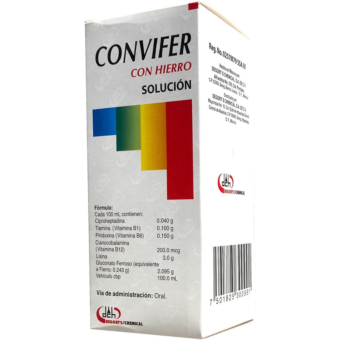 CONVIFER C HIERRO SOL 220 ML Ciproheptadina L Licina Hierro Vit B1 6 12