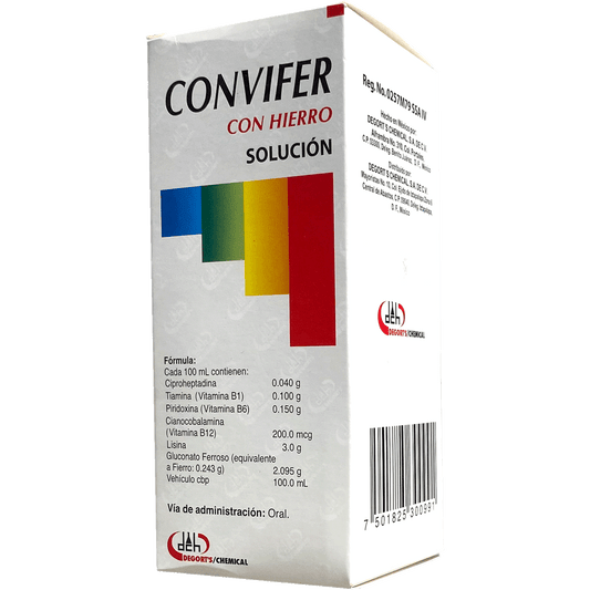CONVIFER C HIERRO SOL 220 ML Ciproheptadina L Licina Hierro Vit B1 6 12