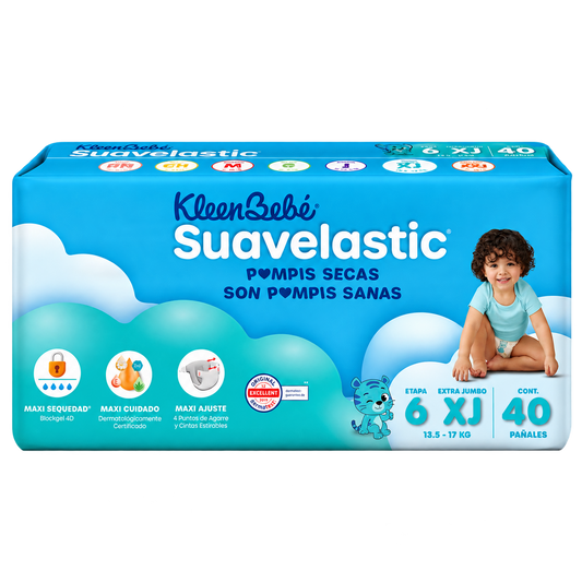 Pañales KleenBebé Suavelastic etapa 6 Extra Jumbo 40 piezas — imagen con fondo transparente