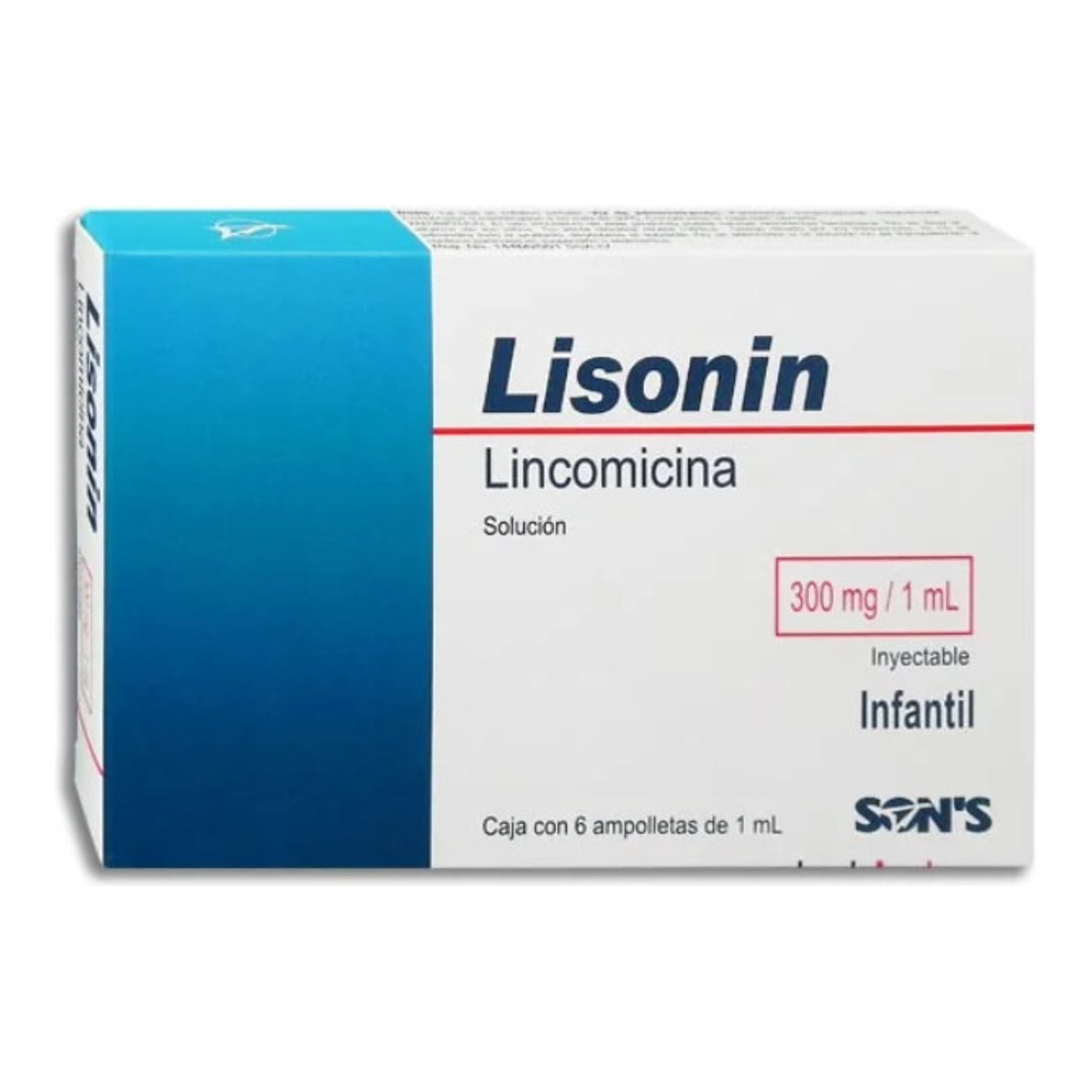 LINCOMICINA LISONIN 300 MG SOL INY AMP C 6 - 7502001161610