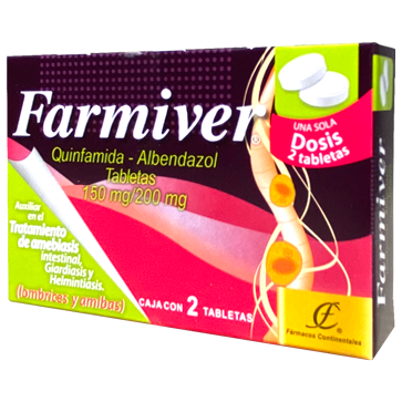 FARMIVER 150MG C 2 TABS Albendazol  Quinfamida