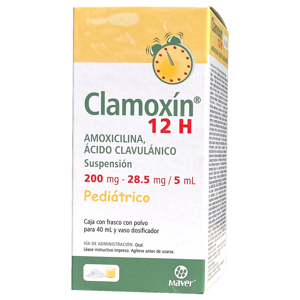 AMOXICILINA CLAMOXIN AC CLAVUL 12H SUSP PED 200 28 5 MG 40 ML
