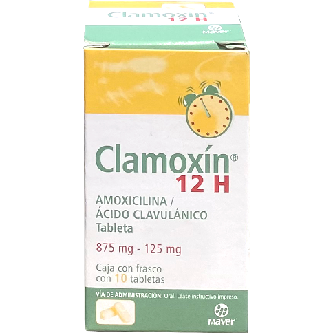 CLAMOXIN 12H TAB 875 125 MG  C 10 Amoxicilina Ac Clavul