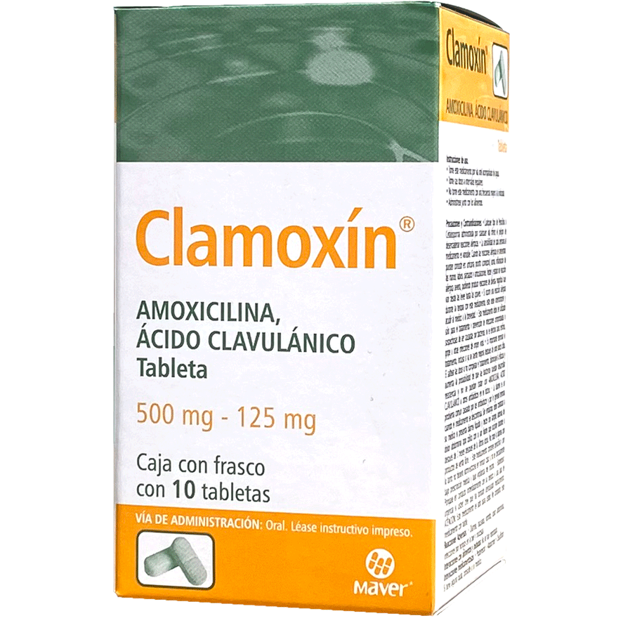 CLAMOXIN TAB 500 125 MG  FCO  C 10 Amoxicilina Ac Clavul