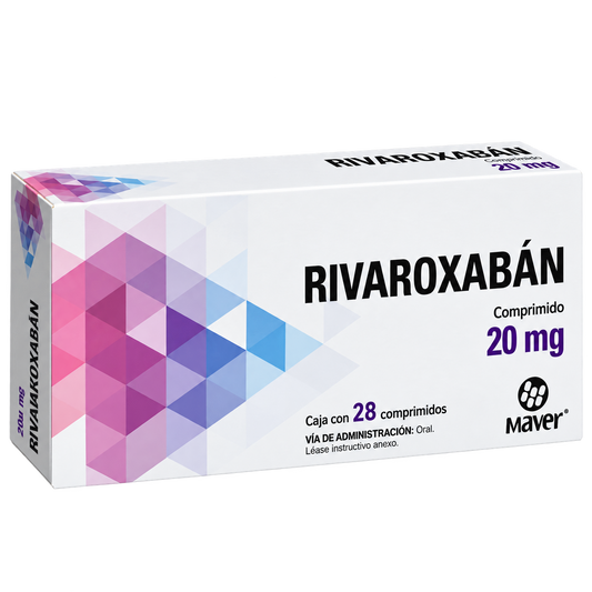 Rivaroxabán 20 mg comprimido c 28 — fondo transparente, formato 1:1