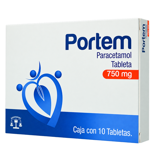 PARACETAMOL PORTEM 750 MG C10 TABS — fondo transparente, formato 1:1