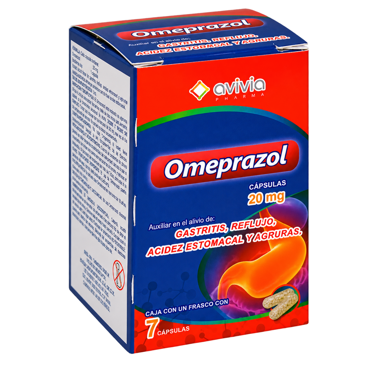 OMEPRAZOL 20MG CAP C7 — fondo transparente, formato 1:1