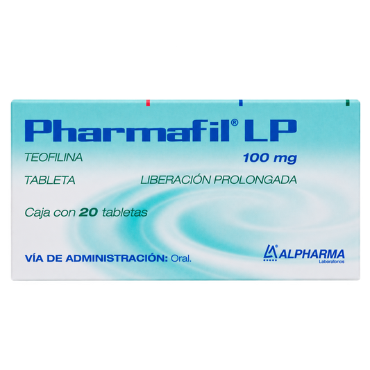 PHARMAFIL Teofilina LP 100 MG TAB 20 — fondo transparente, formato 1:1