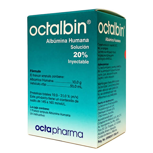 OCTALBIN ALBUMINA HUMANA 20  INYECT 50ML — fondo transparente, formato 1:1