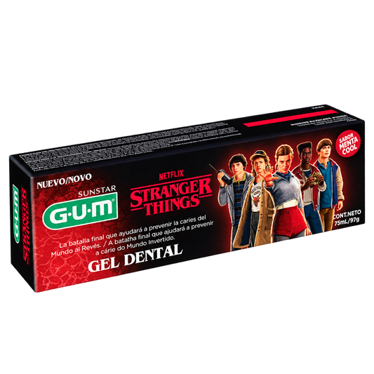 GEL DENT STRANGER THINGS 75ML — fondo transparente, formato 1:1