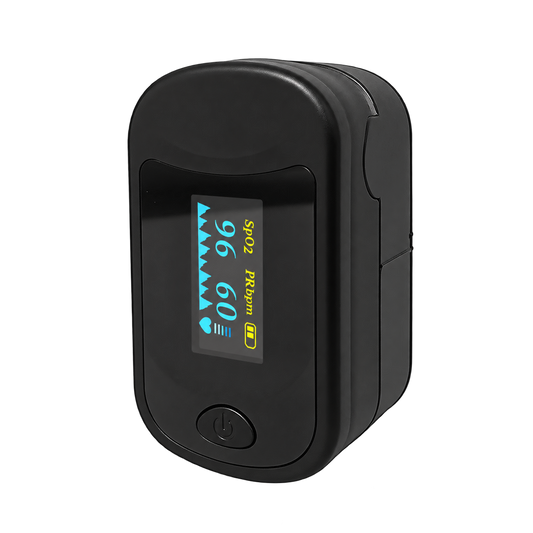 OXIMETRO DIG INHALACARE NEGRO HOME CARE — fondo transparente, formato 1:1