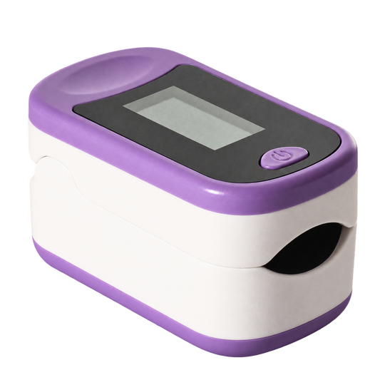 OXIMETRO DIG INHALACARE LILA BCO HOME CARE — fondo transparente, formato 1:1